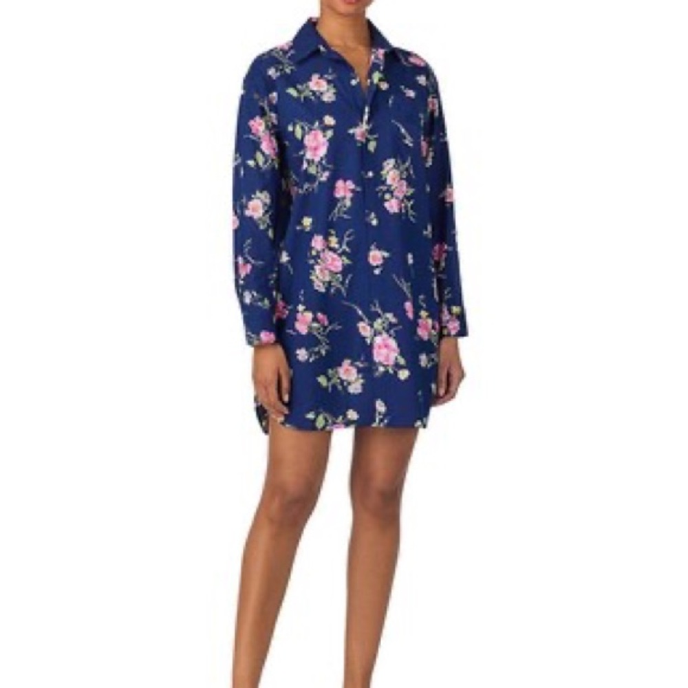 Ralph Lauren Long Sleeve Notch Collar Button Front Floral Print Woven Lawn Slee